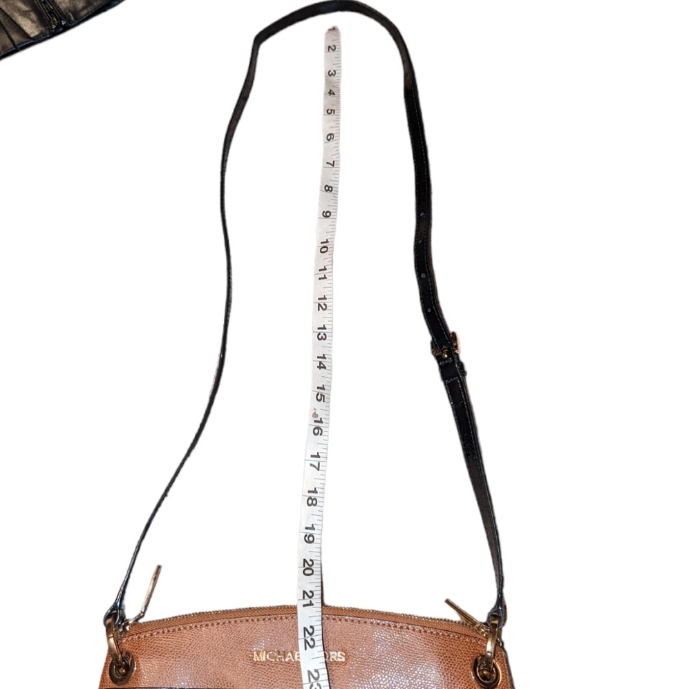 Michael Kors Aubrie Leather Brown MK Small Satchel Crossbody Bag Purse - Picture 13 of 13